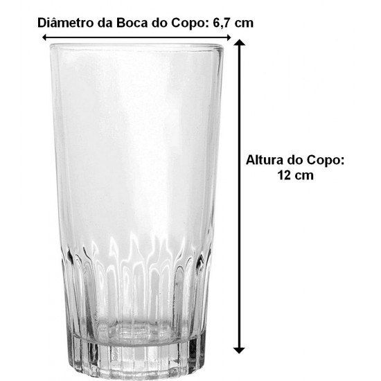 Jogo 6 Copos 250ml Altos Opera de Vidro Sodo-cálcico